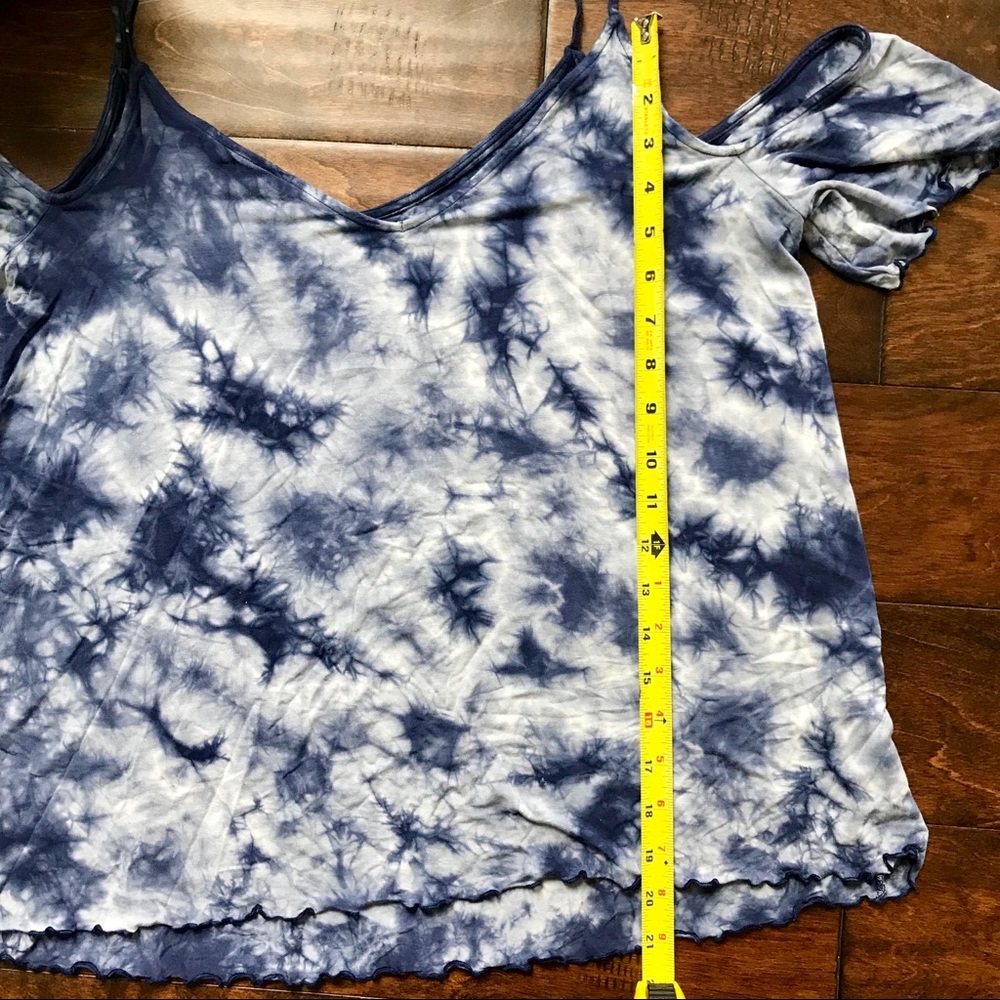Cold-Shoulder Tie-Dye Spaghetti Strap Top in Navy Blue - Picture 7 of 7